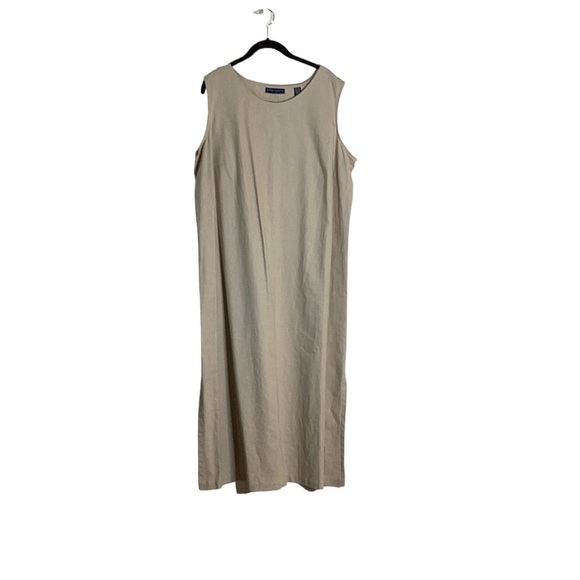 Karen Scott Vintage Cream Linen Blend Scoop Neck Sleeveless Maxi Dress Size 1X - Picture 1 of 7